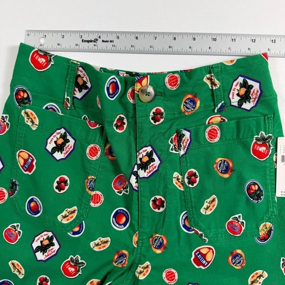 Anthropologie Maeve Colette Fruit Print Cropped Wide Leg Pants Green Size 28 NWT - Picture 10 of 15